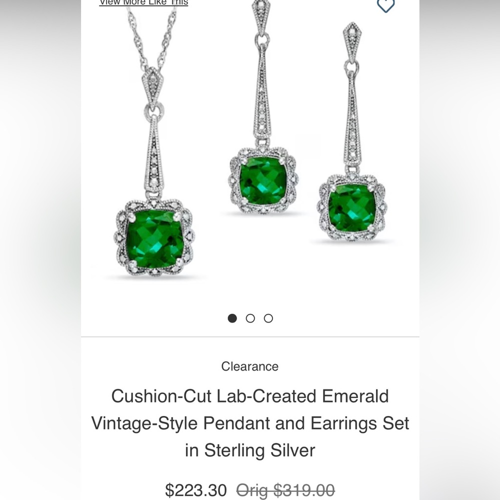 Cushion-Cut Pendant & Earrings Set in Sterling Silver